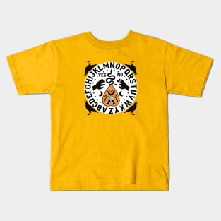 Orange And Black Modern Ouija Board With Ravens Kids T-Shirt